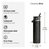 24 oz Wide Mouth with Flex Straw Cap
